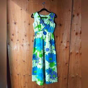 Lola Of Hawaii Vintage Floral Patterned Open Middle Sleeveless Maxi Dress